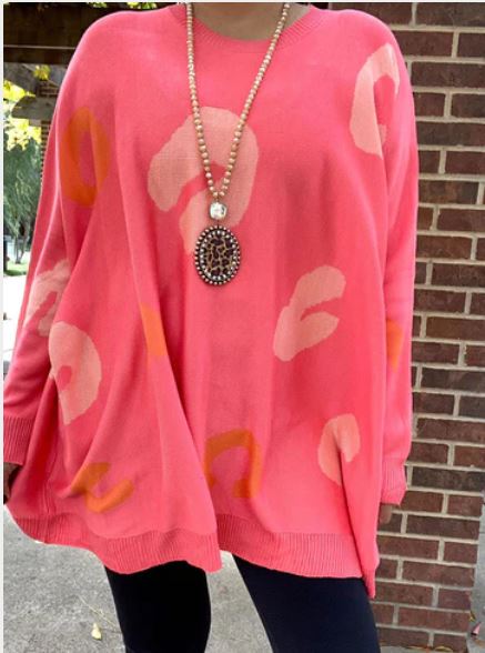 Coral Leopard Patterns Sweaters, loose fittingo