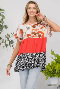 FLORAL TIERED COLOR BLOCK