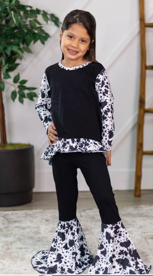 GIRLS COWGIRL LIVIN' LONG SLEEVE WITH FLARE PANTS SET
