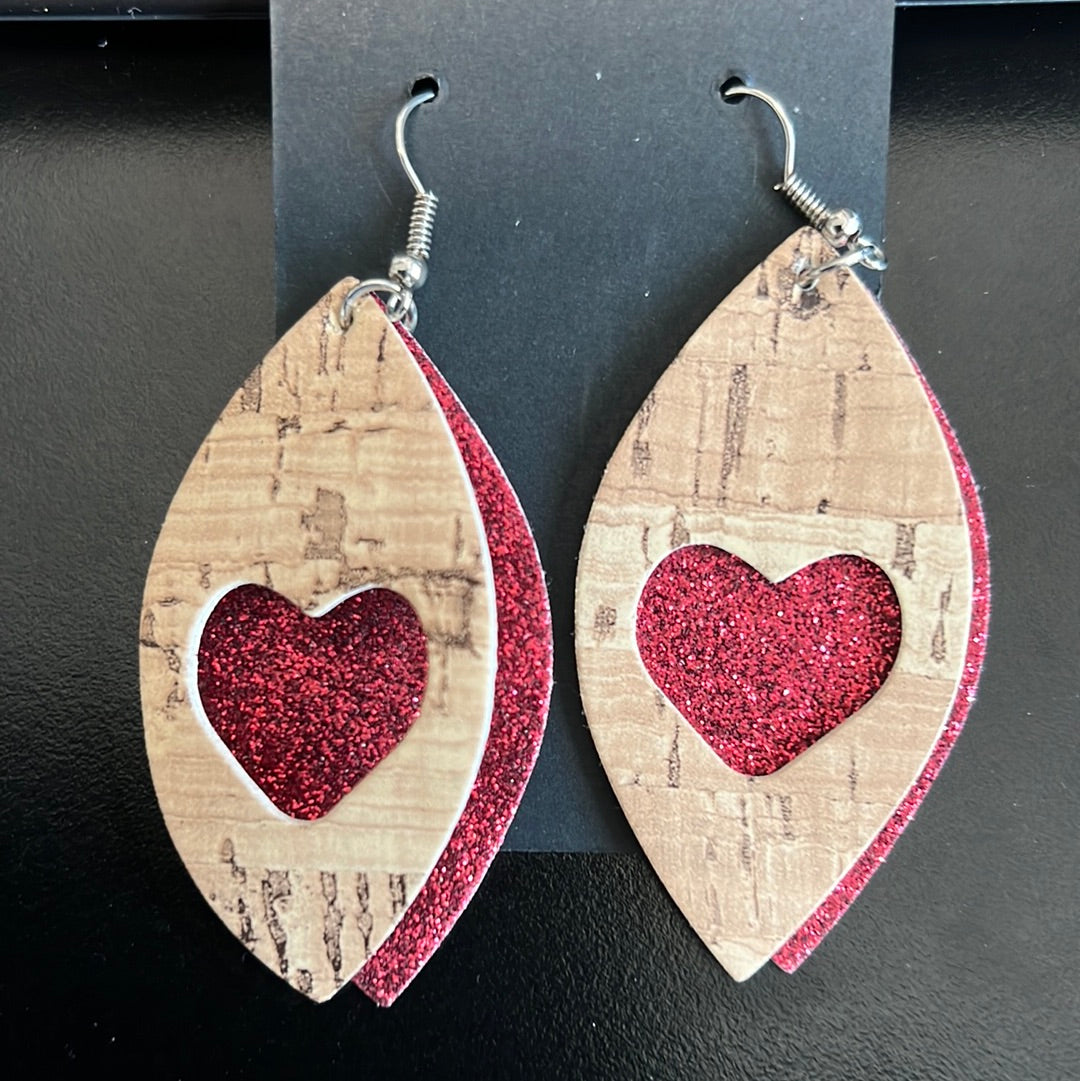 Red Glitter Heart Earrings