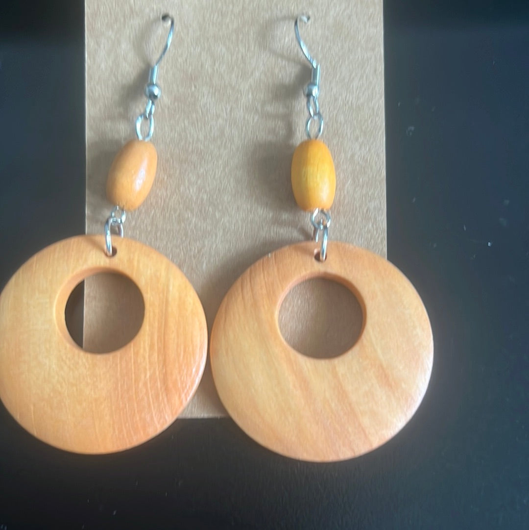 Orange Wooden Earrings