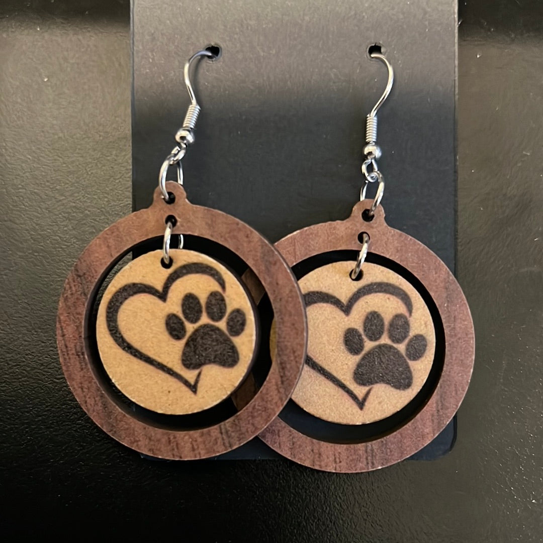 Wooden Paw Hearts