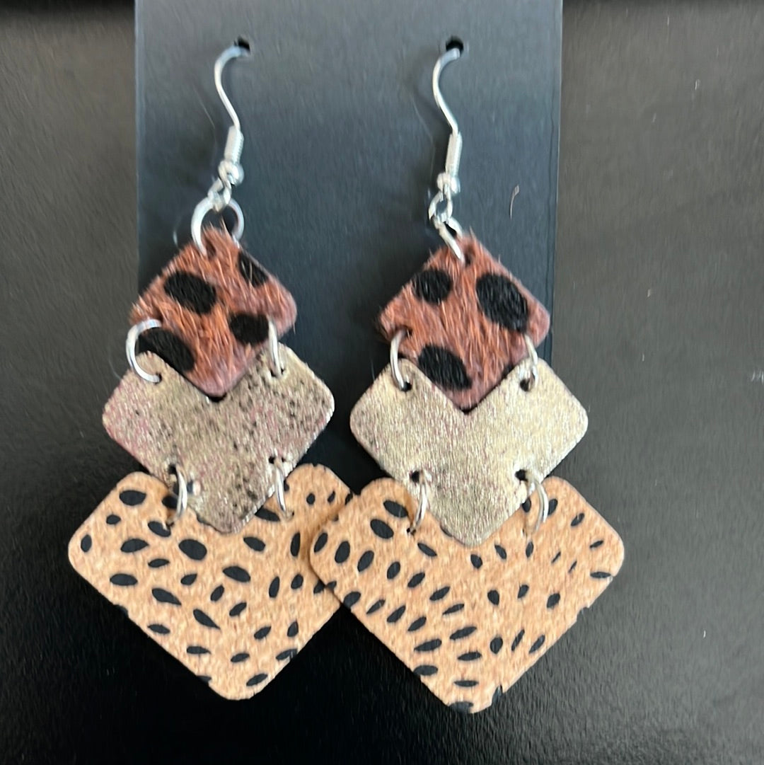 3 Tier Leopard Earrings