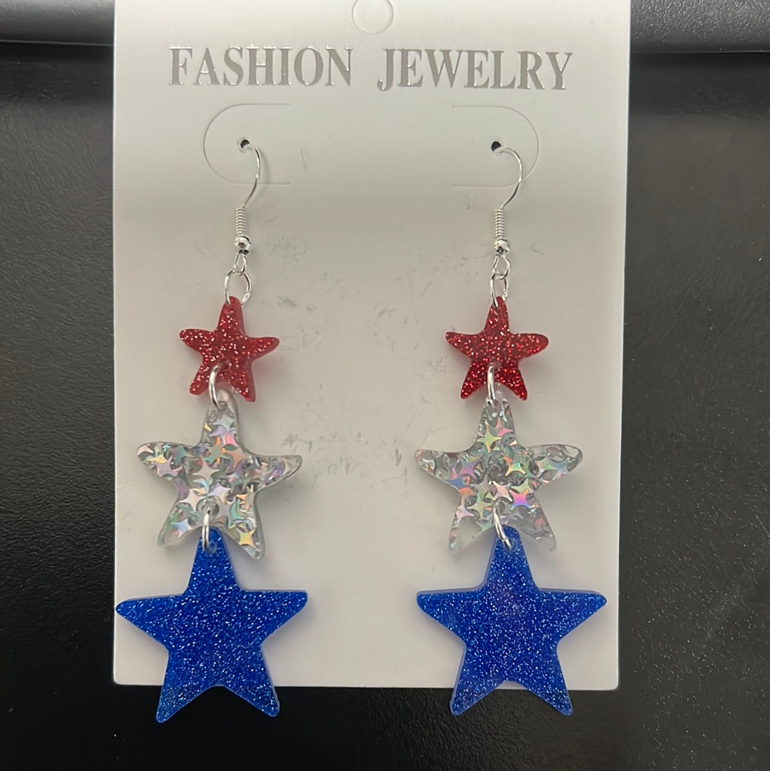 Red/White/Blue Star Earrings