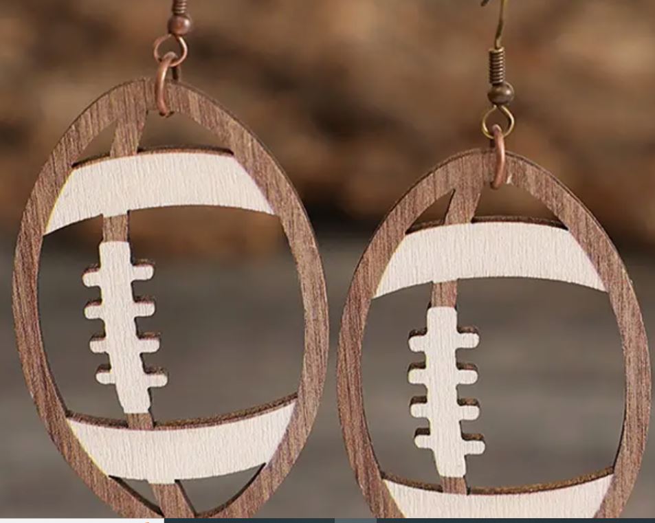 American Football Wooden Earrings