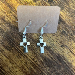 Small Silver Cross Earrings