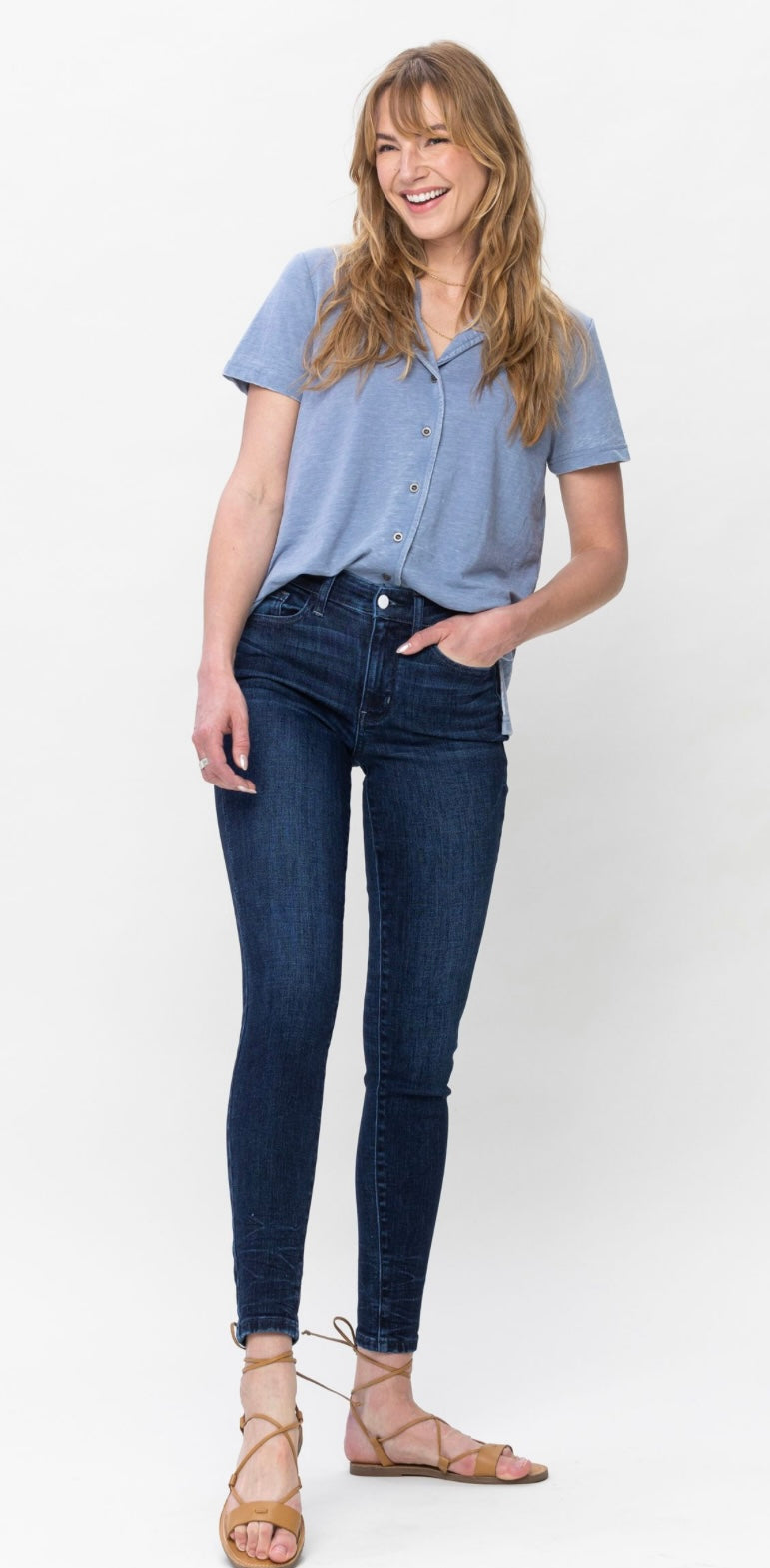 Mid Rise Classic Crinkle Ankle Skinny