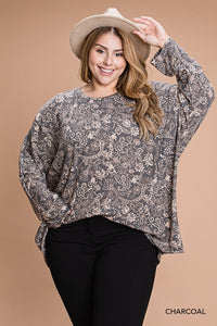 Charcoal & Lace Oversize Top