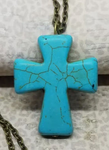 Simple Turquoise Cross Necklace