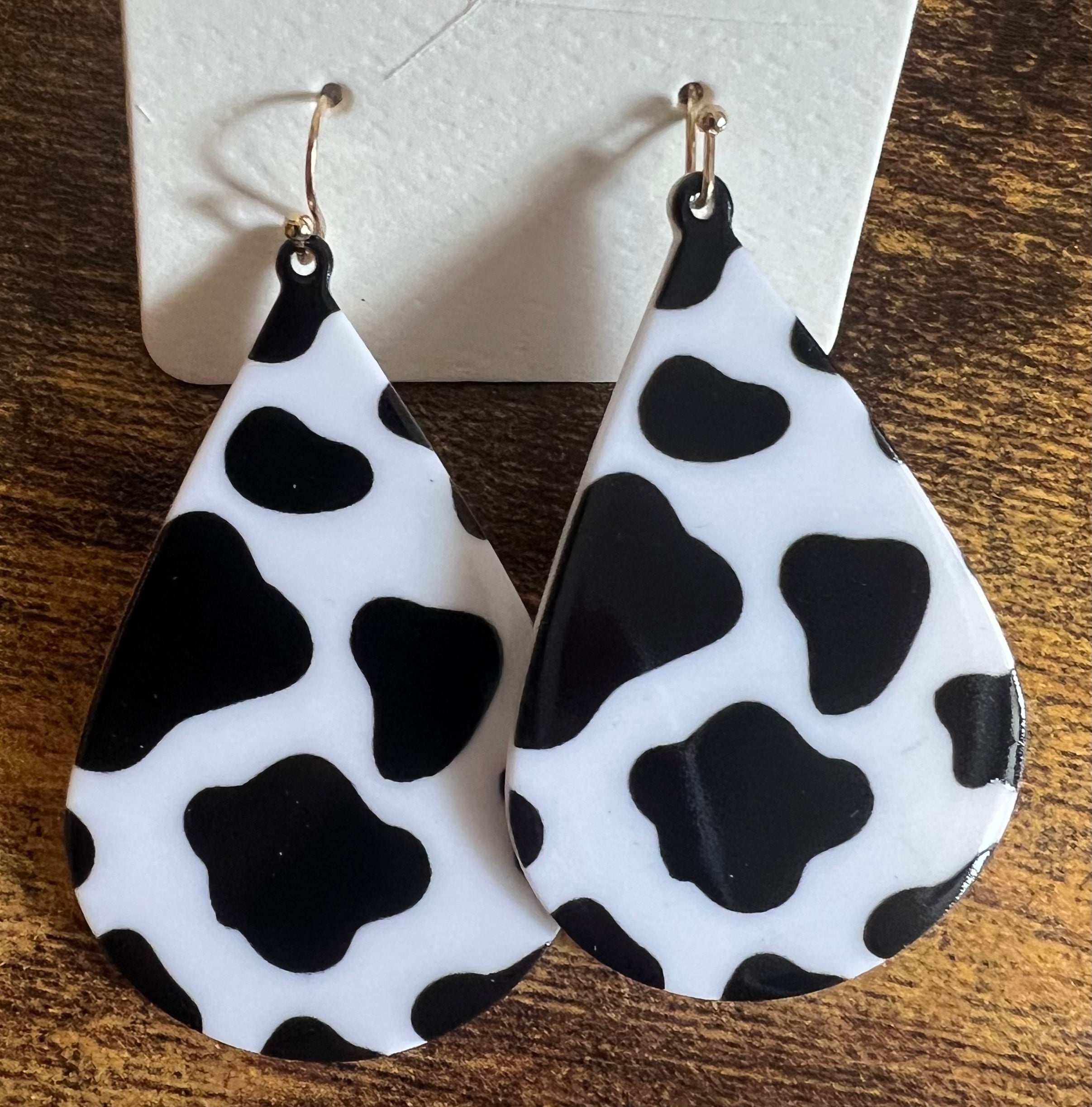 Cow Print Tear Drop Earrings