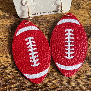 Genuine Leather Football Earrings
