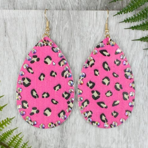 Pink leopard earrings