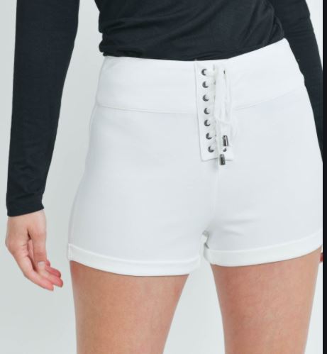 White Shorts with zipper in back