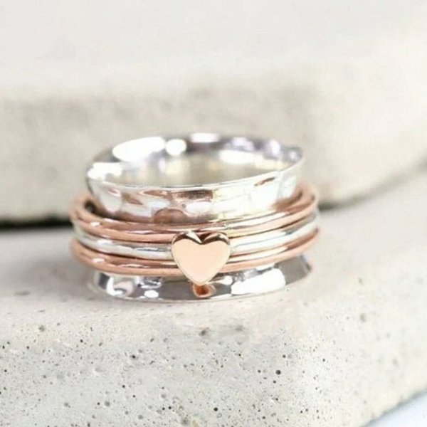 Heart Spinning Ring (Sterling & Steel Spinners)